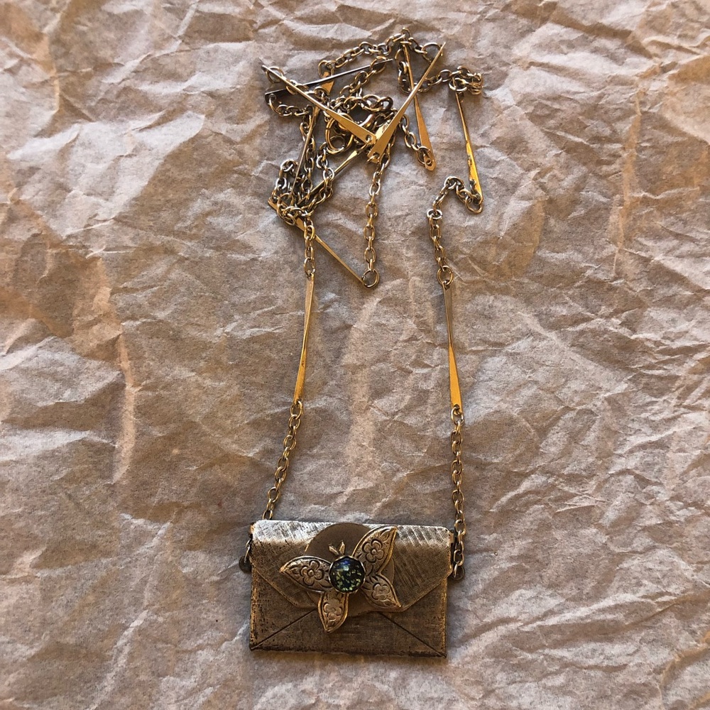 Vintage Butterfly Envelope Necklace